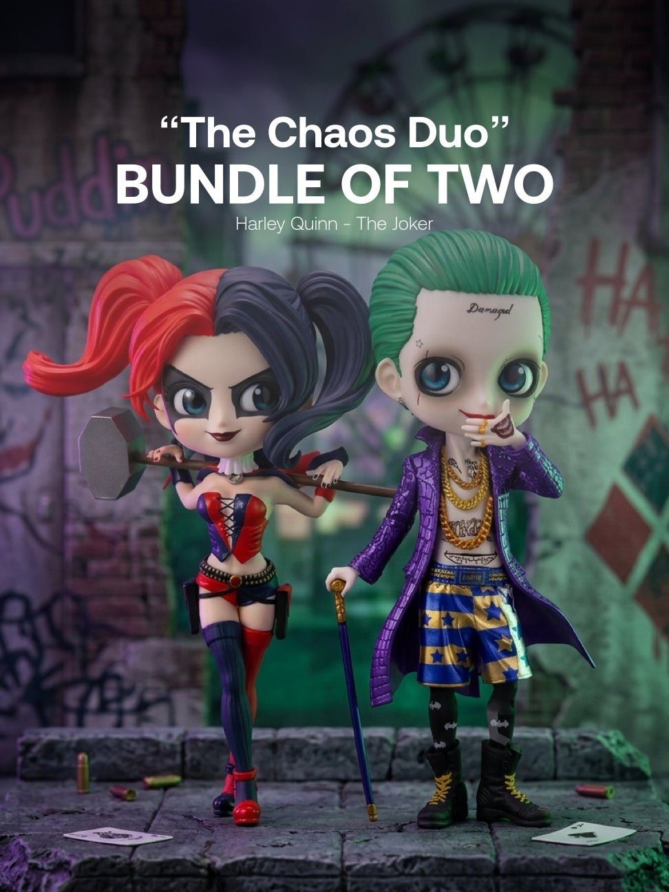 DC - Harley Quinn, The Joker Qposket - “The Chaos Duo” Bundle - Bundle of Two