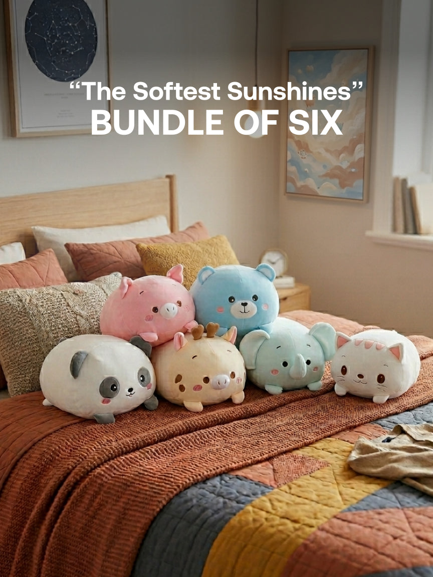 Plushie - 20cm Tall - Soft Piggie, Soft Panda, Soft Giraffe, Soft Bear, Soft Elephant, Soft Kitty Plushie - âThe Softest Sunshinesâ Bundle - Bundle of Six