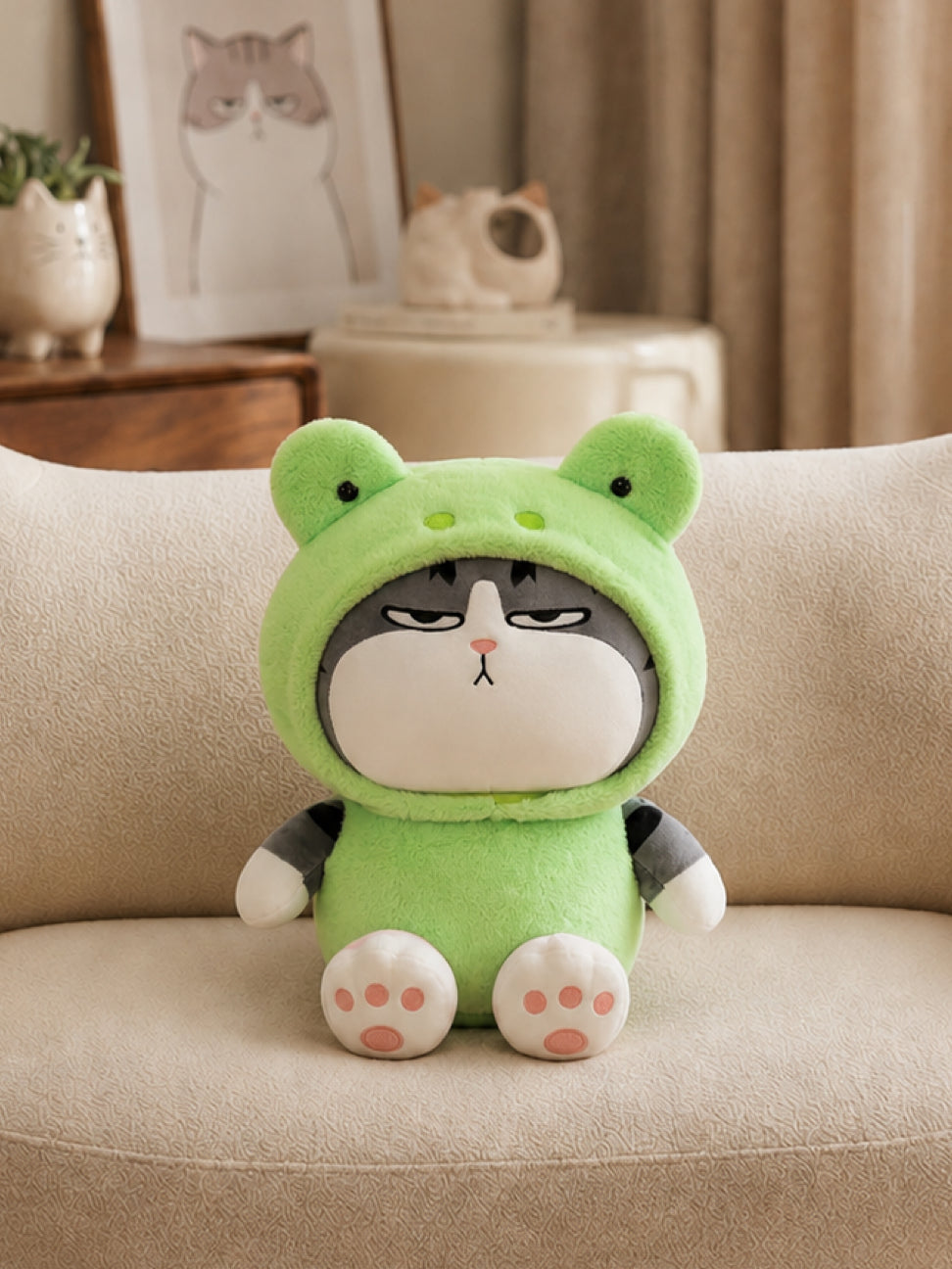 Plushie - Grumpy Cat Frog Plushie - 23cm Tall