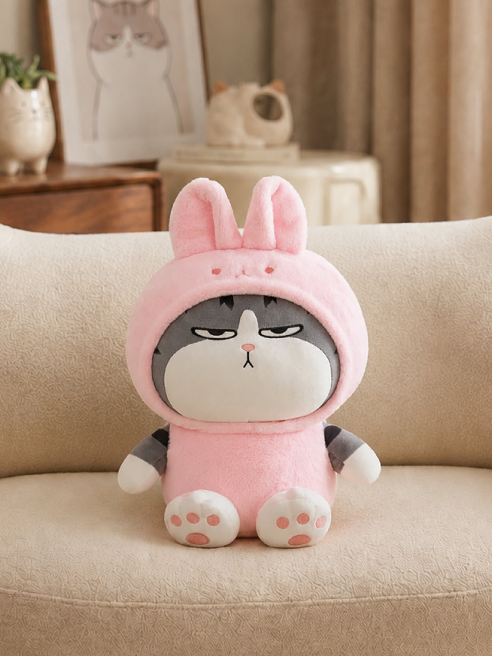 Plushie - Grumpy Cat Bunny Plushie - 23cm Tall