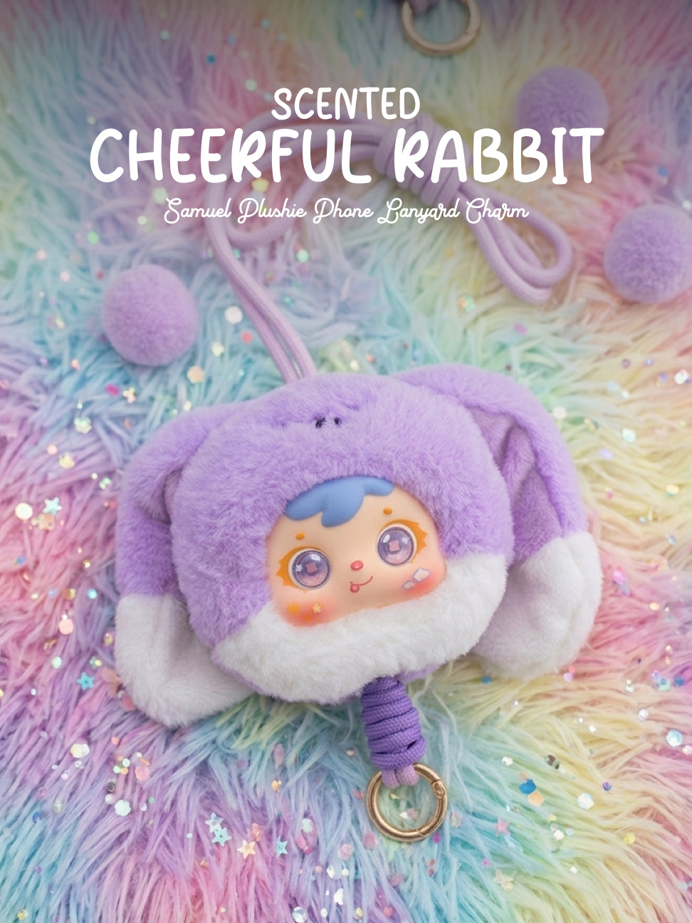 Cheerful Rabbit Charm - Samuel Scented Lucky Plush Charm - Lucky Animal Series - Phone Lanyard