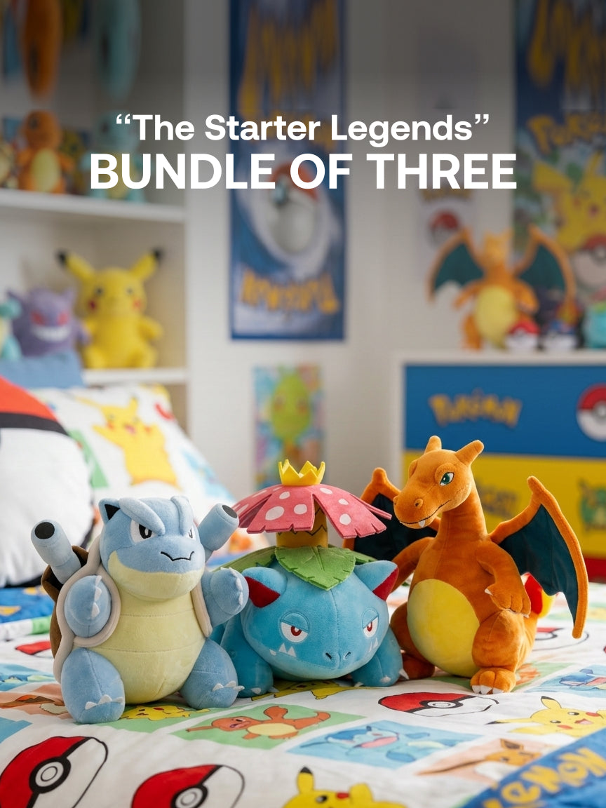 Pokemon - 20cm Tall - Charizard, Blastoise, Venusaur Plushie - “The Starter Legends” Bundle - Bundle of Three