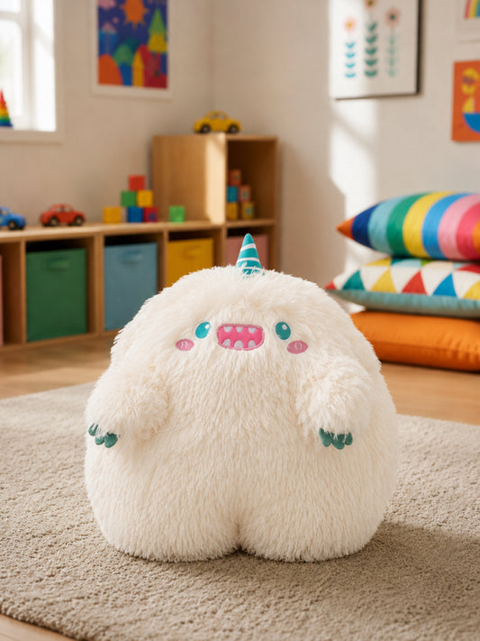 Plushie - XL White Friendly Unicorn Monster Plushie - 45cm Tall