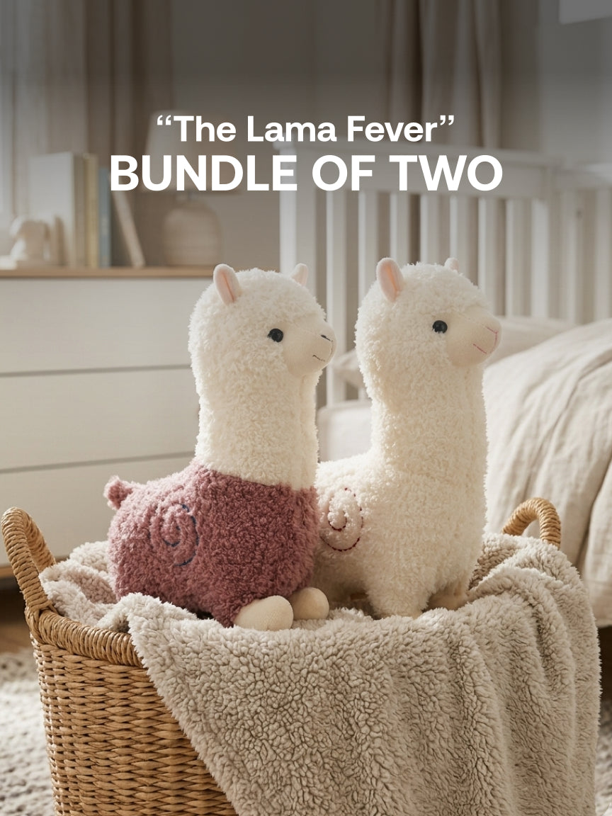 Plushie - 28cm Tall - Pink Lama Plushie, White Lama Plushie - “The Lama Fever” Bundle - Bundle of Two