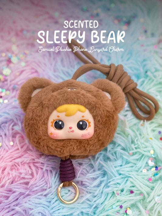 Sleepy Bear Charm - Samuel Scented Lucky Plush Charm - Lucky Animal Series - Phone Lanyard