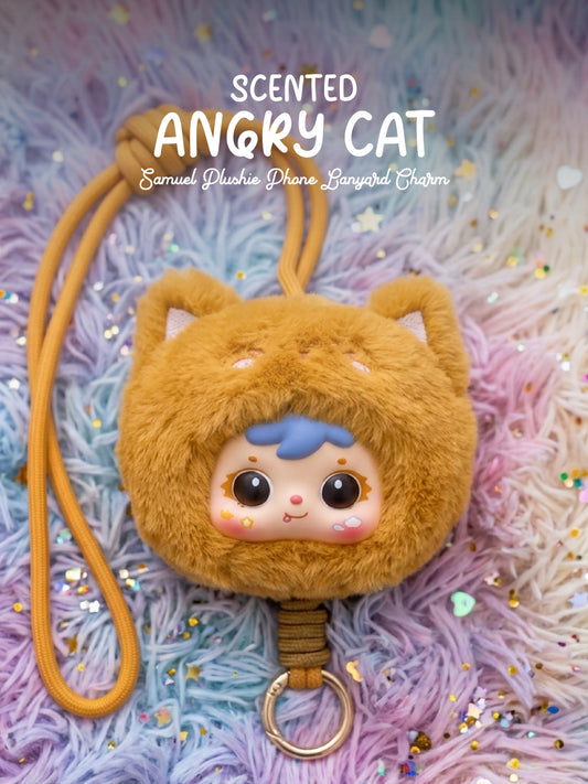 Angry Cat Charm - Samuel Scented Lucky Plush Charm - Lucky Animal Series - Phone Lanyard