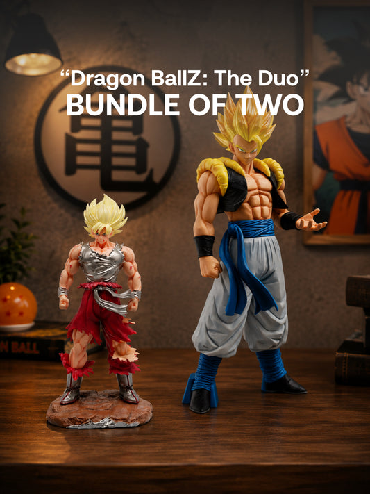 Dragon Ball Z - 30cm and 25cm Tall - XXL Gogeta Super Saiyan Figurine, XL Son Goku Super Saiyan Figurine - “Dragon BallZ: The Duo” Bundle - Bundle of Two