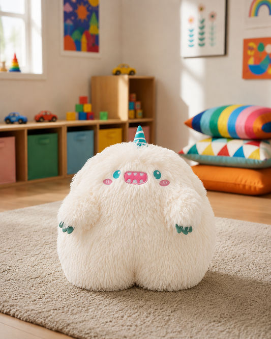 Plushie - XL White Friendly Unicorn Monster Plushie - 45cm Tall