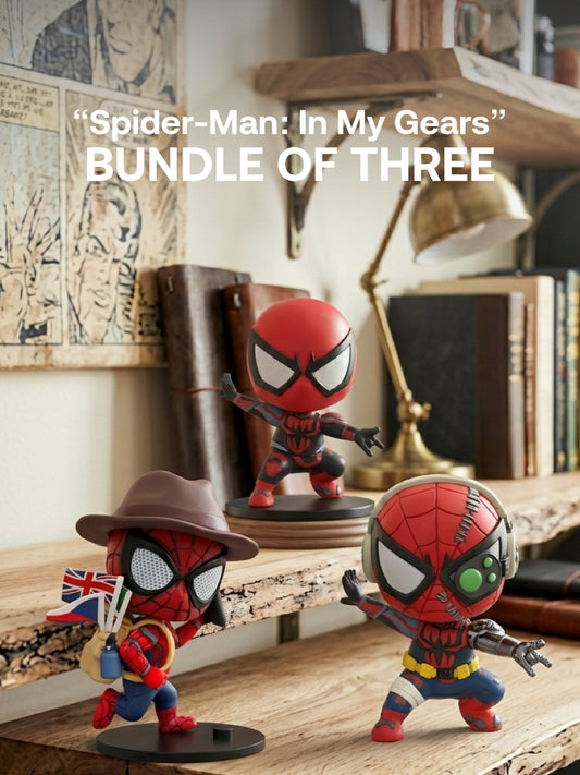 Marvel - 10cm Tall - Spiderman Mini Figurine V1, V2, V3 - “Spider-Man: In My Gears” Bundle - Bundle of Three