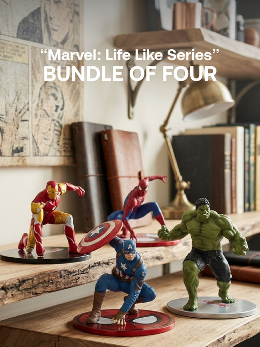 Marvel - Spiderman Figure, Hulk Figurine, Captain America Figurine, Ironman Figurine - “Marvel: Life Like Series” Bundle - Bundle of Four