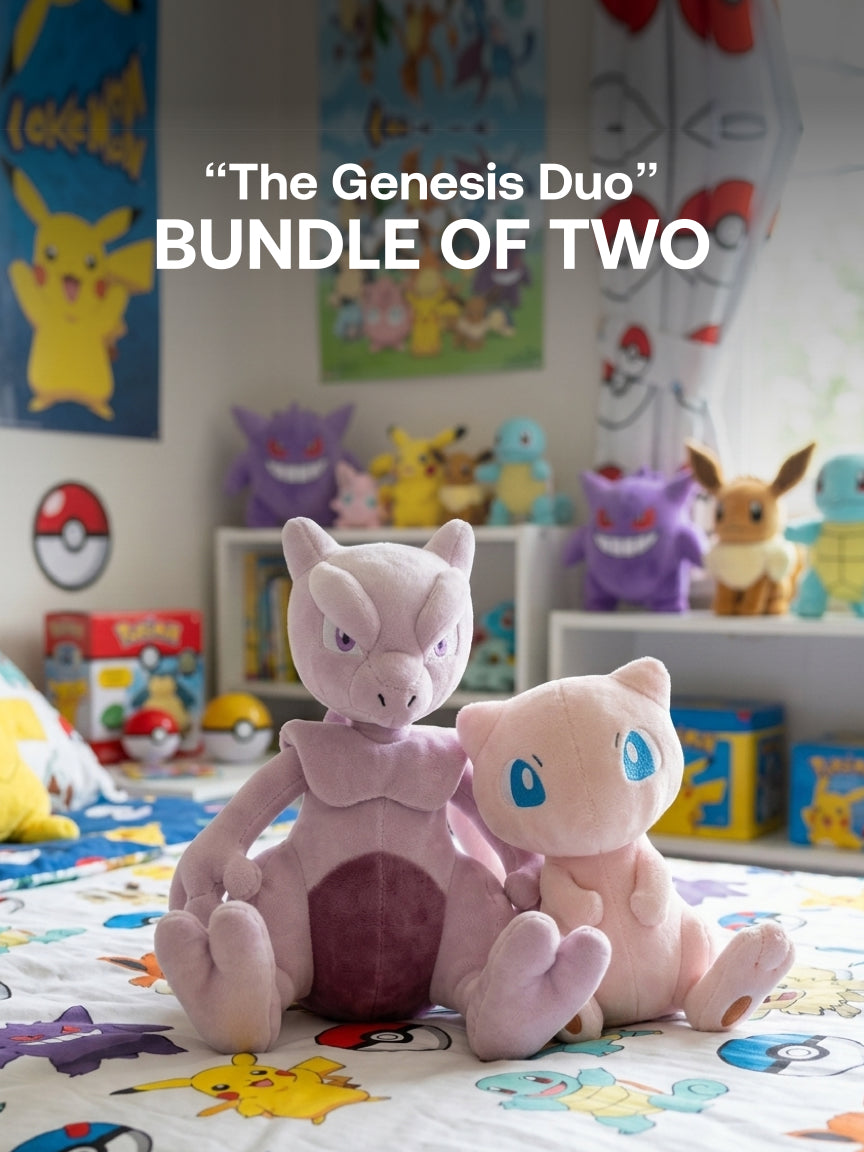 Pokemon - 20cm Tall - Mew, MewTwo Plushie - “The Genesis Duo” Bundle - Bundle of Two